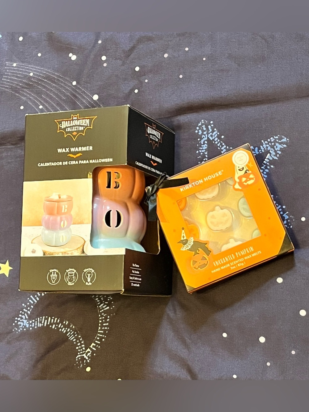 NWT “BOO” Wax Warmer & Kirkton Wax Melts Pumpkin Halloween Holiday